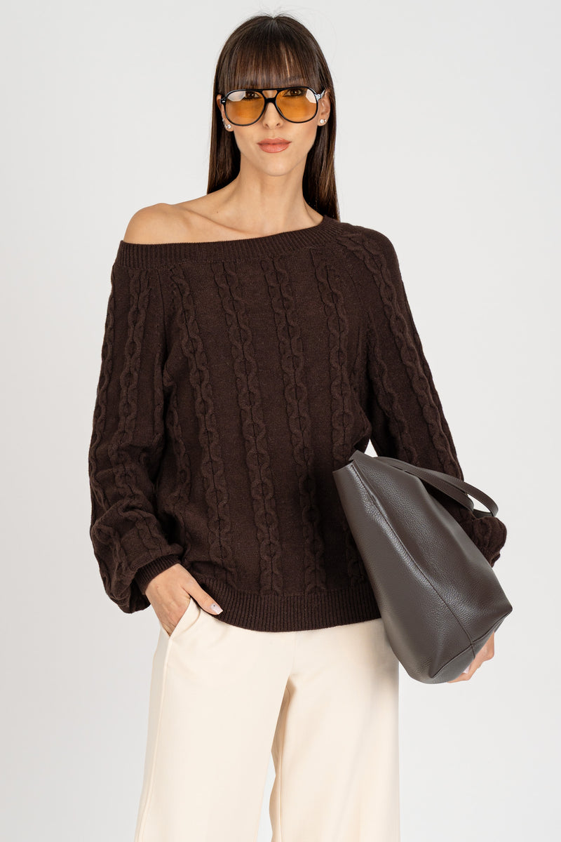 Maglia Pull Trecce Moro