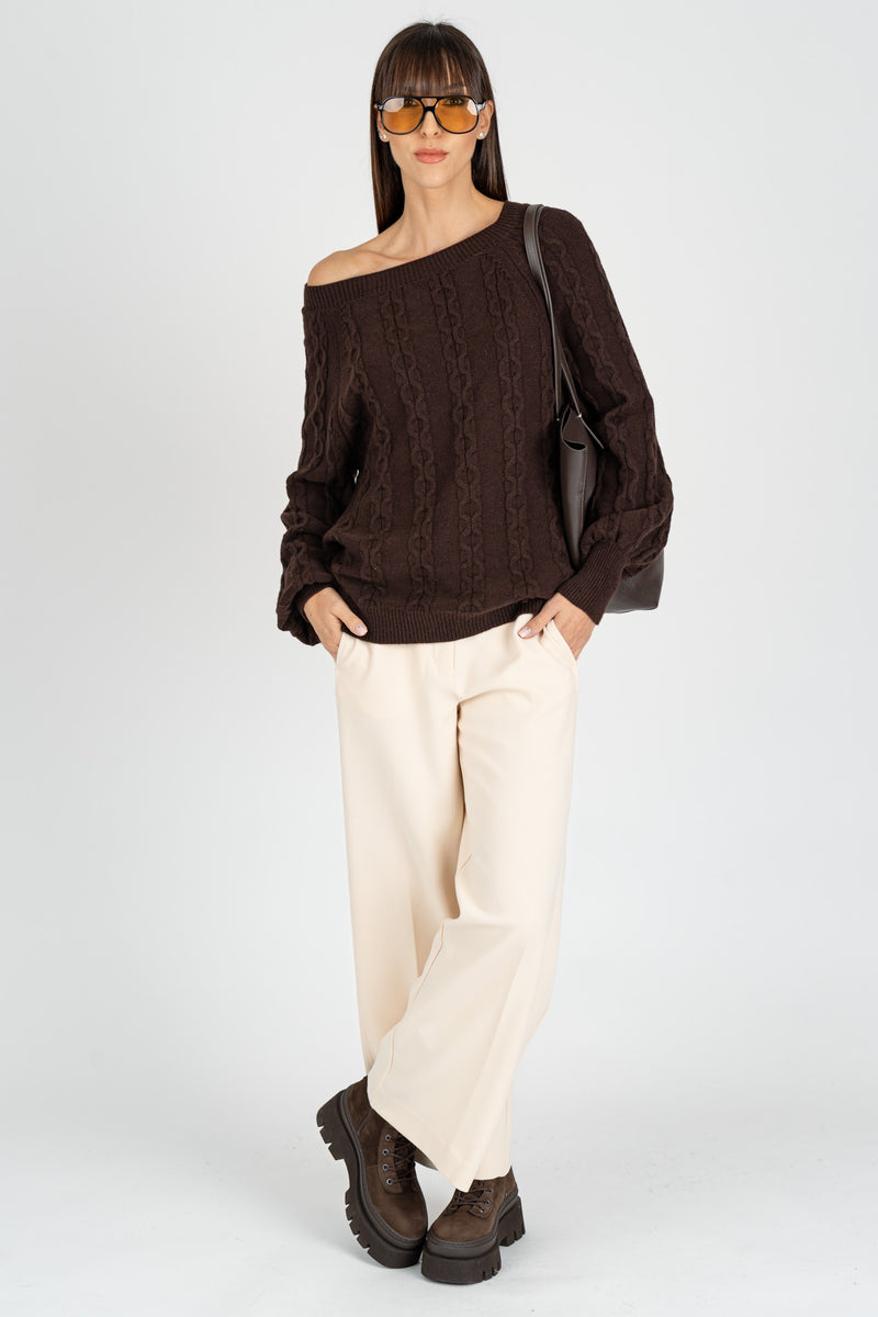 Maglia Pull Trecce Moro