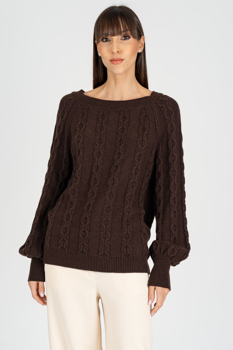 Maglia Pull Trecce Moro