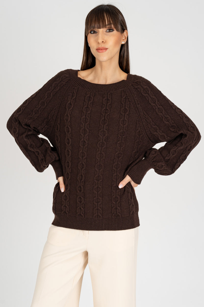 Maglia Pull Trecce Moro