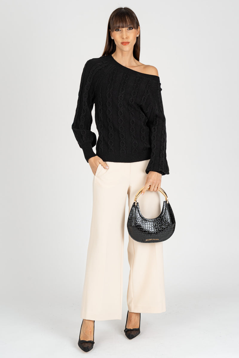 Maglia Pull Trecce Nero