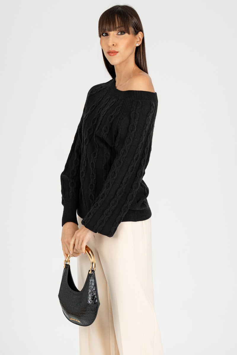 Maglia Pull Trecce Nero