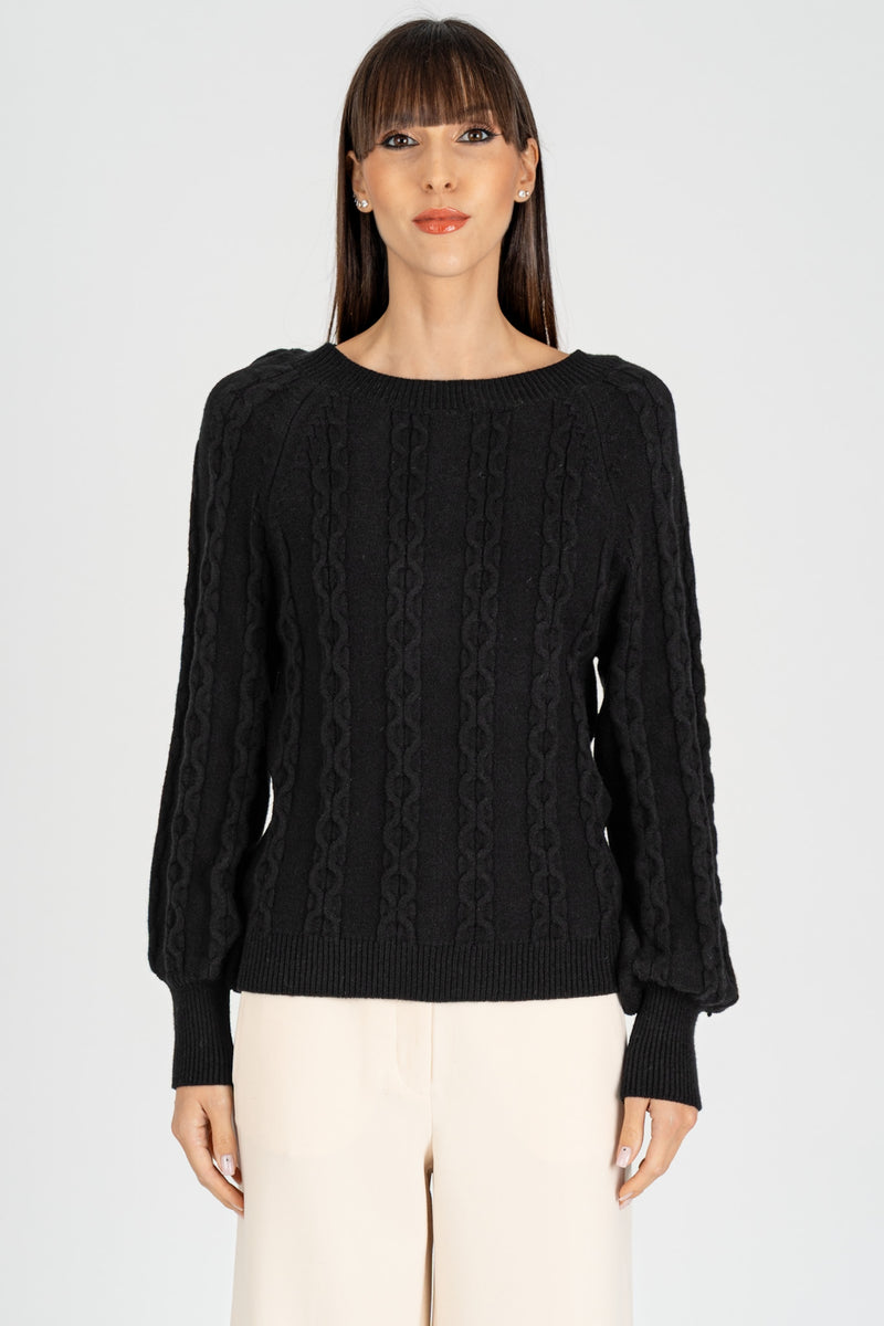 Maglia Pull Trecce Nero