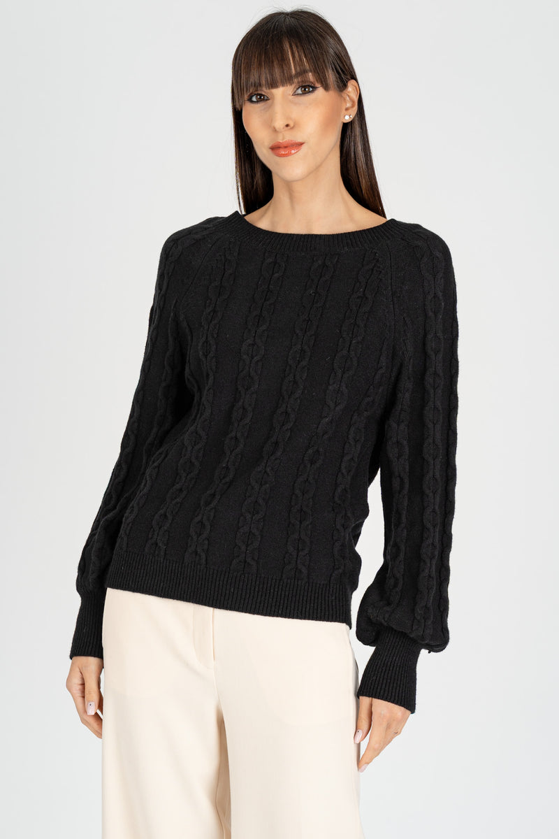 Maglia Pull Trecce Nero