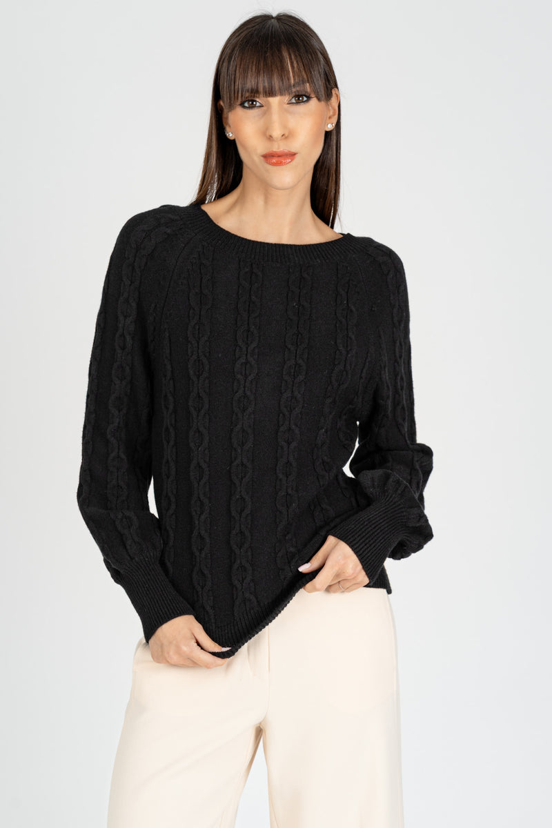Maglia Pull Trecce Nero