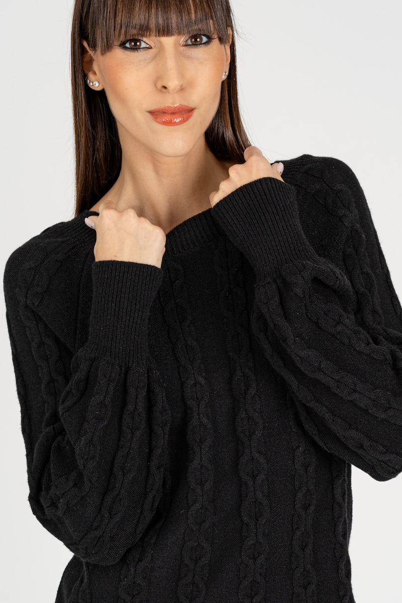 Maglia Pull Trecce Nero
