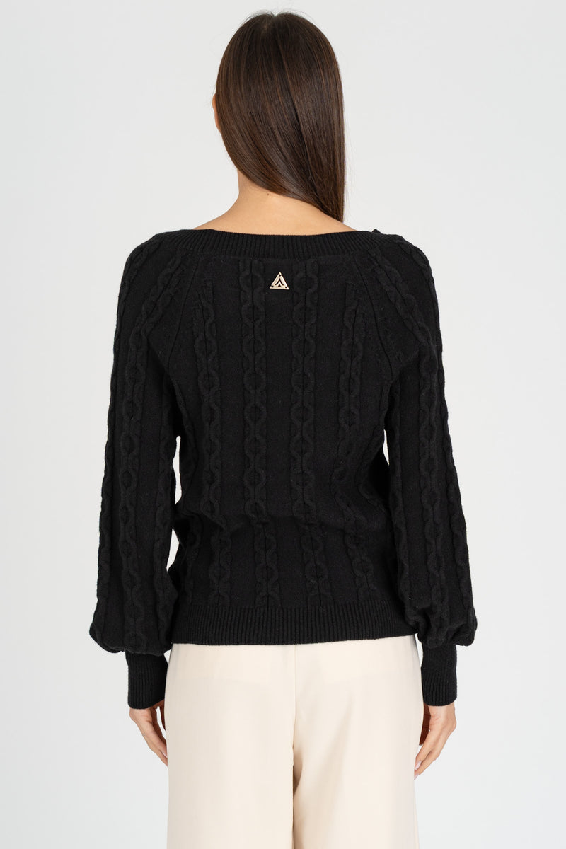 Maglia Pull Trecce Nero