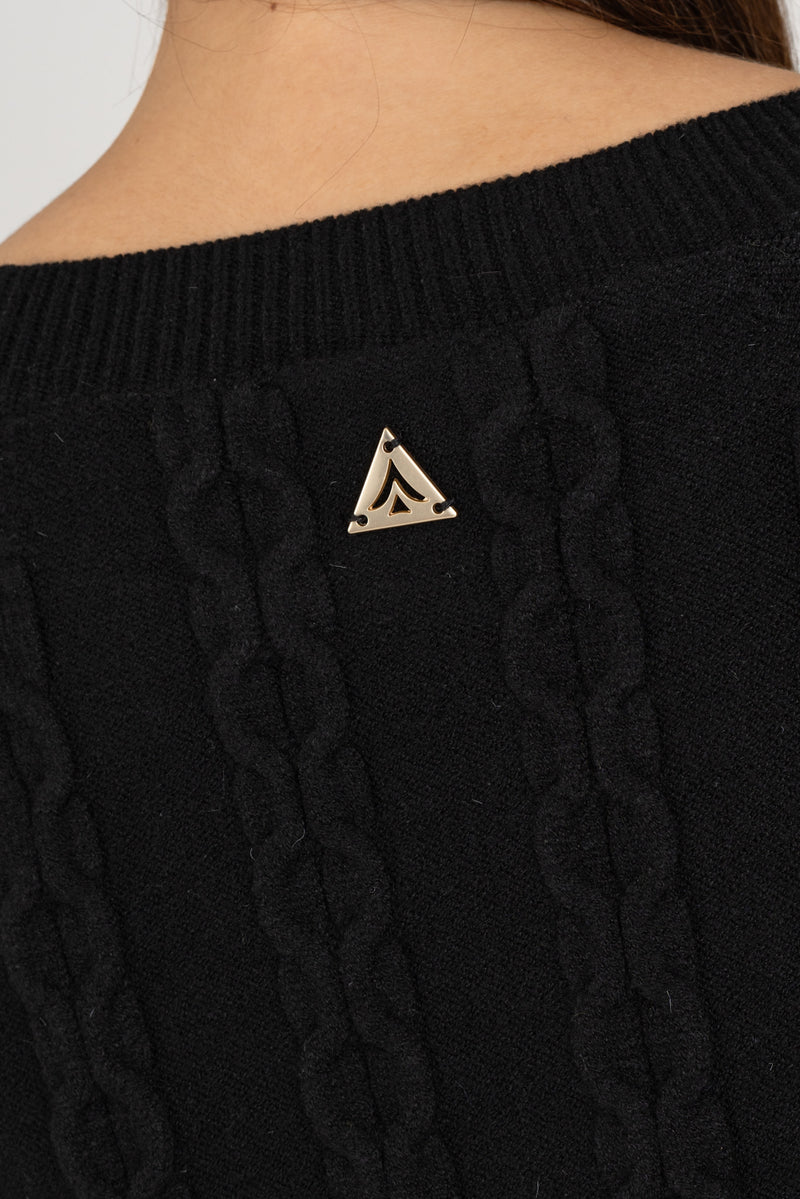 Maglia Pull Trecce Nero