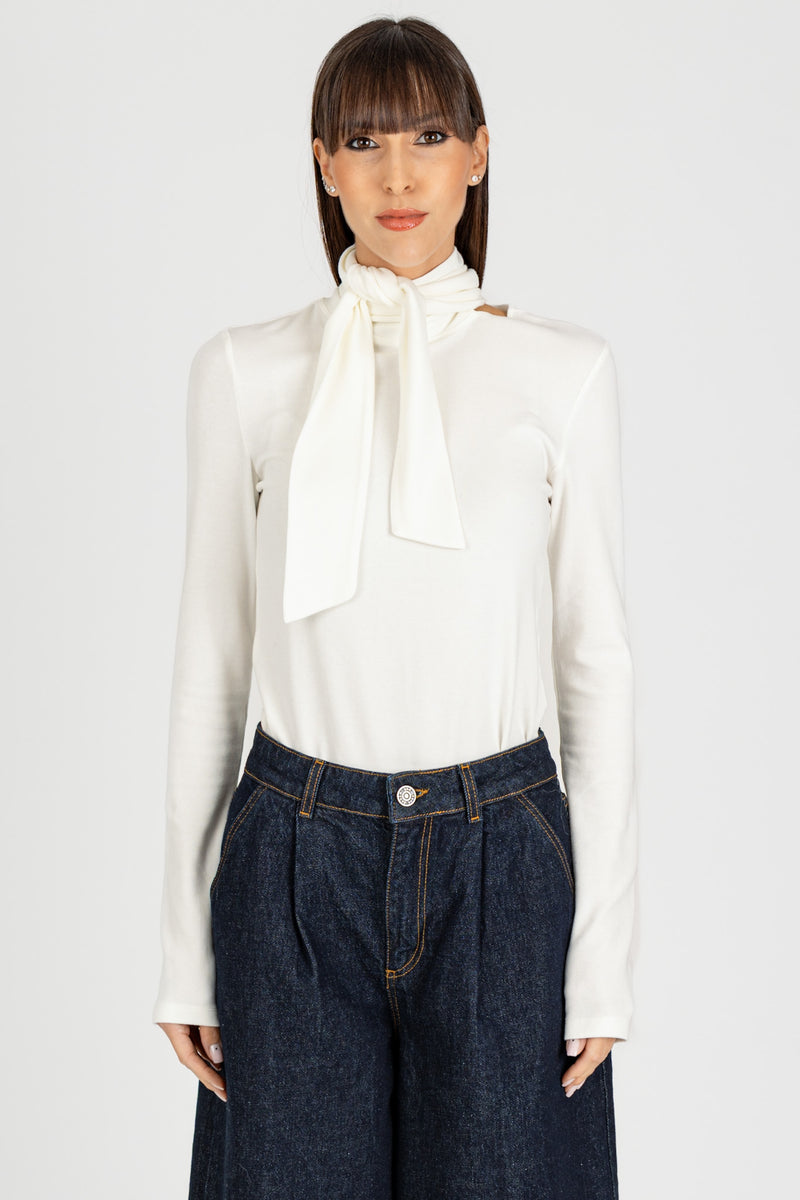 Maglia con Fiocco Panna