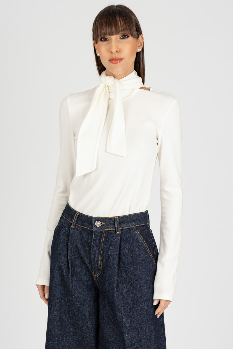 Maglia con Fiocco Panna