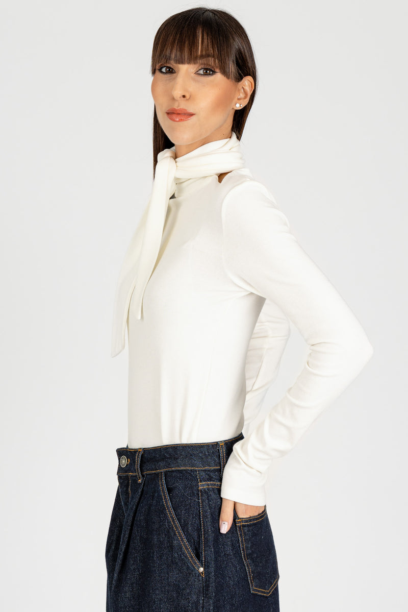 Maglia con Fiocco Panna