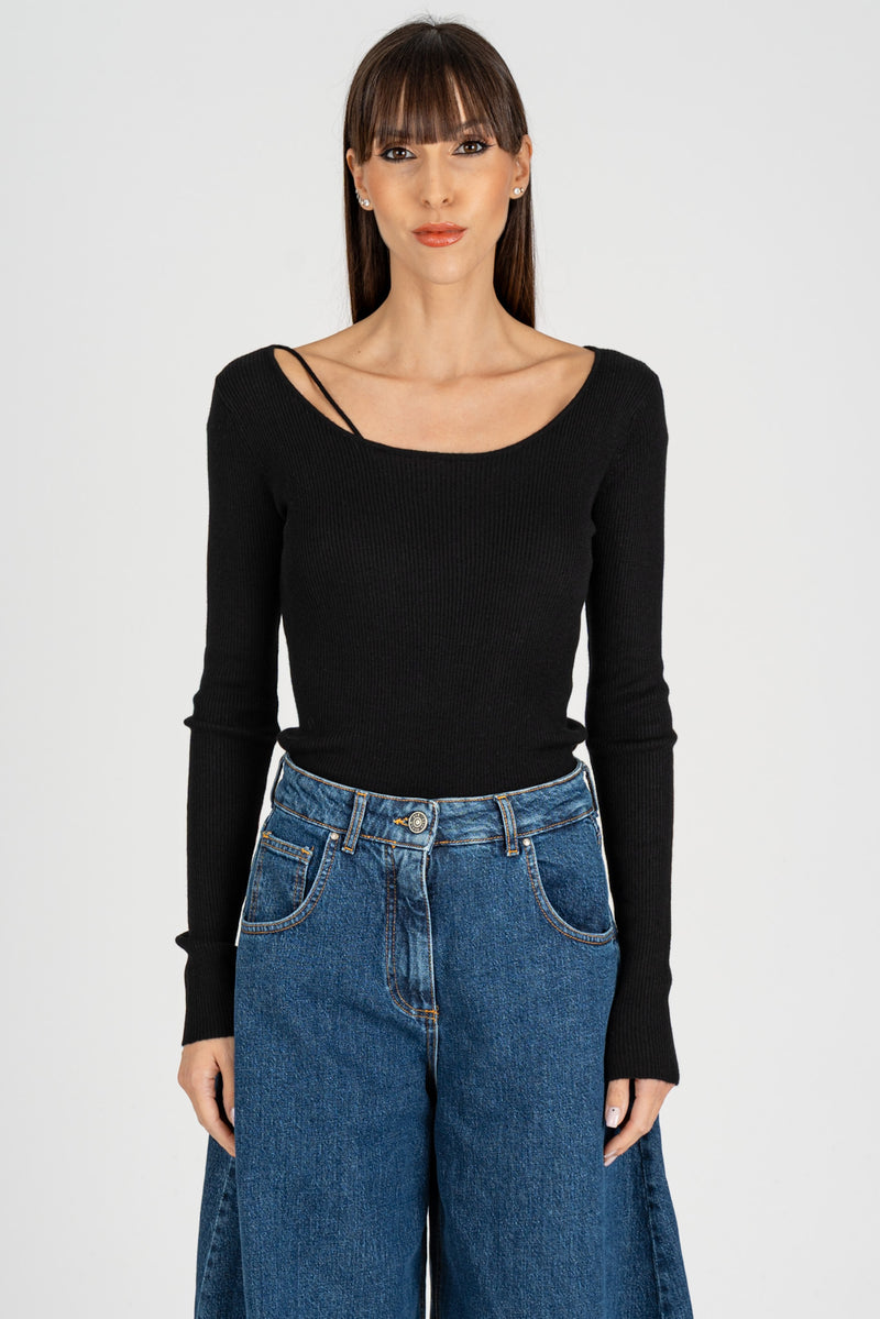 Maglia Basic Costina Nero
