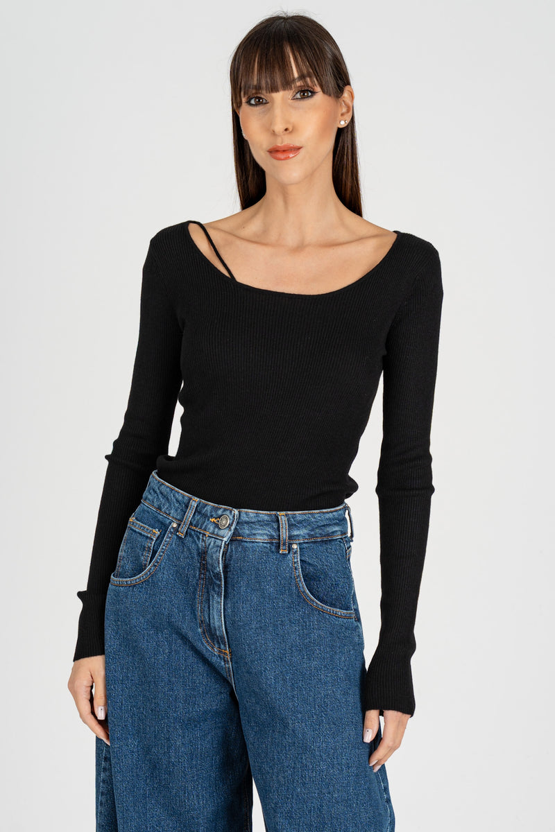 Maglia Basic Costina Nero
