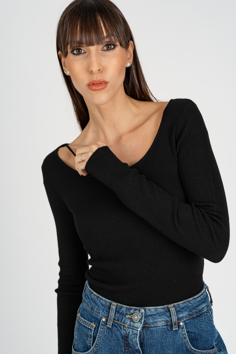 Maglia Basic Costina Nero
