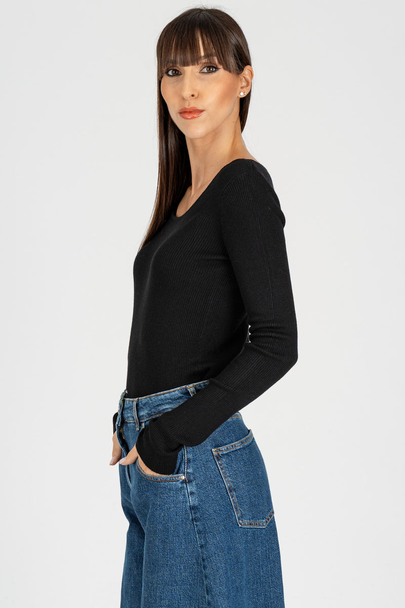 Maglia Basic Costina Nero