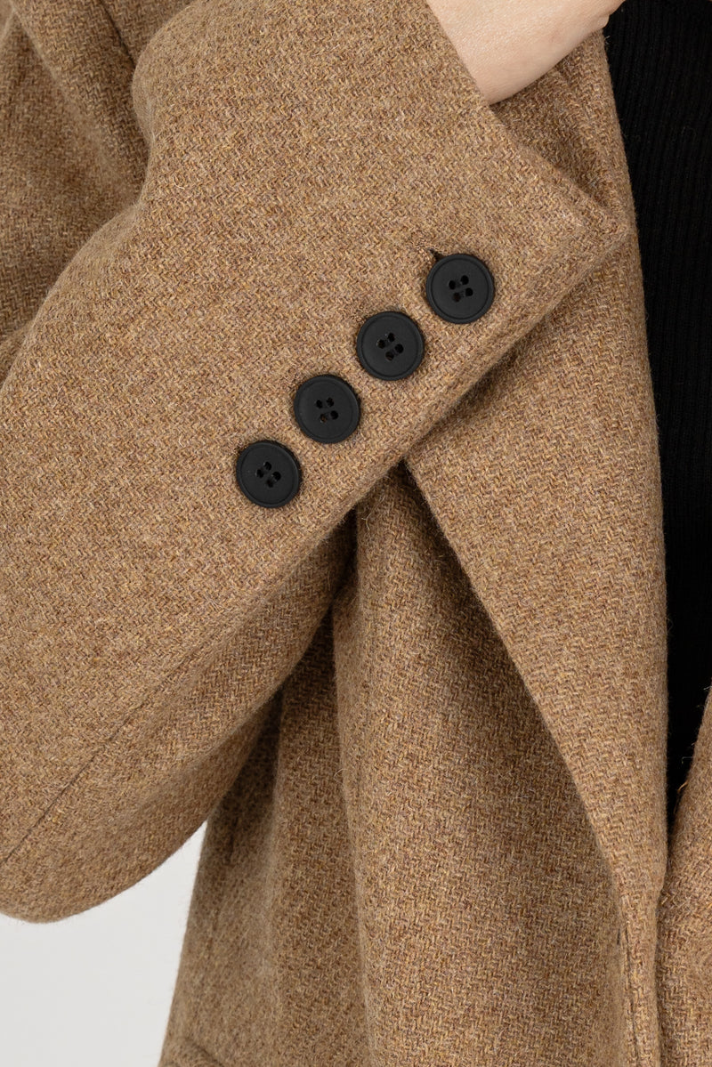 Giacca Caban con Cappuccio Beige