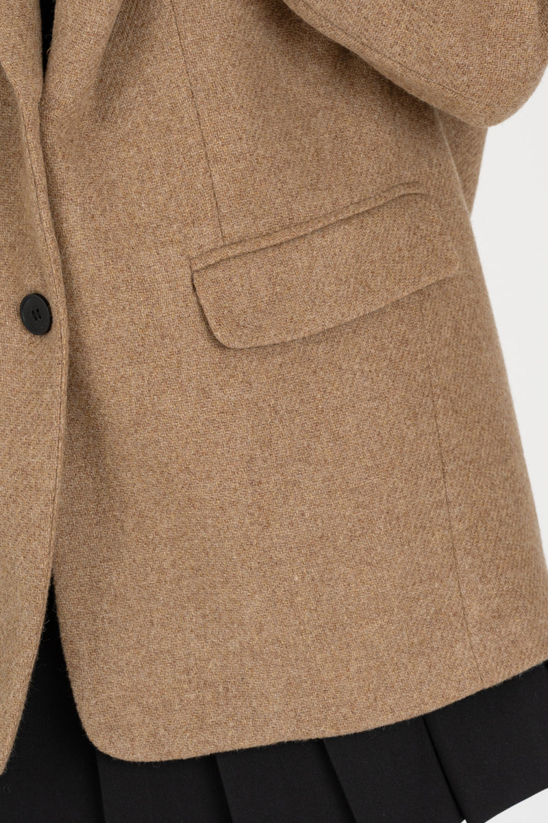 Giacca Caban con Cappuccio Beige