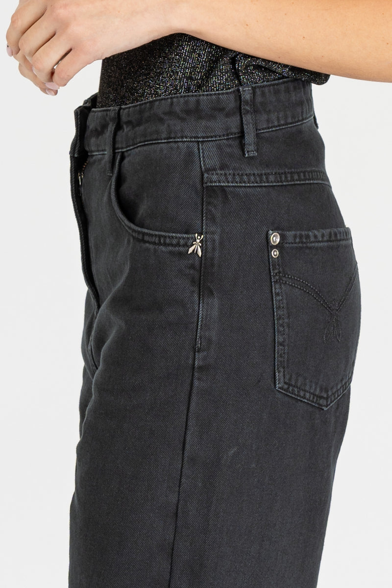 Pantalone Denim Logo Washed Black