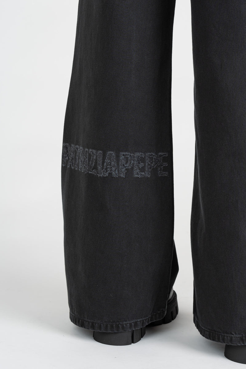 Pantalone Denim Logo Washed Black