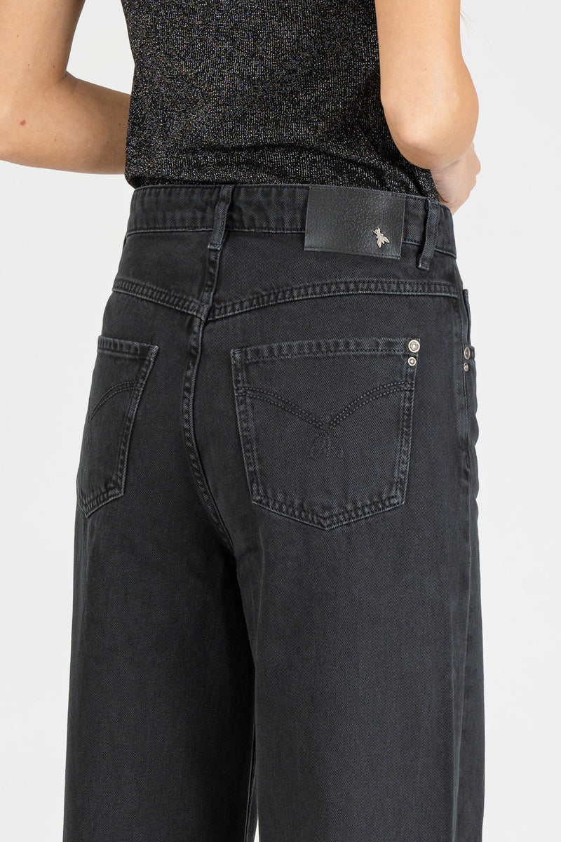 Pantalone Denim Logo Washed Black