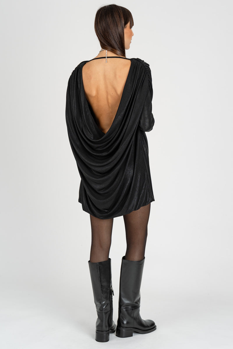 Abito Mini con Drappeggio Nero