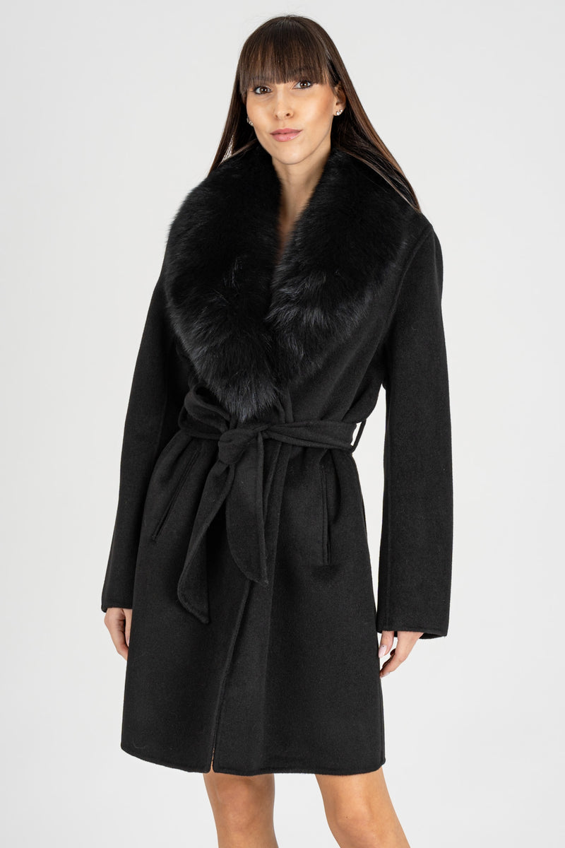 Cappotto Collo Volpe Nero