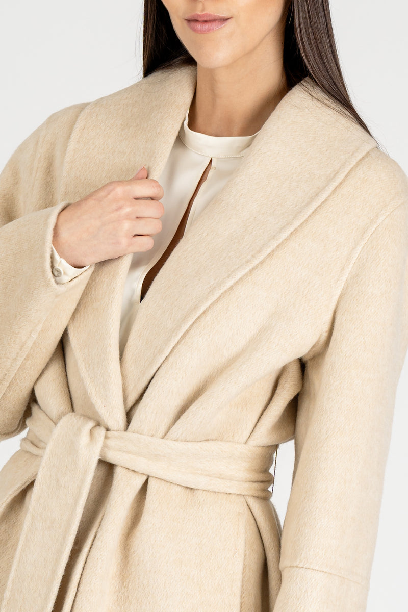 Cappotto con Cintura Crema