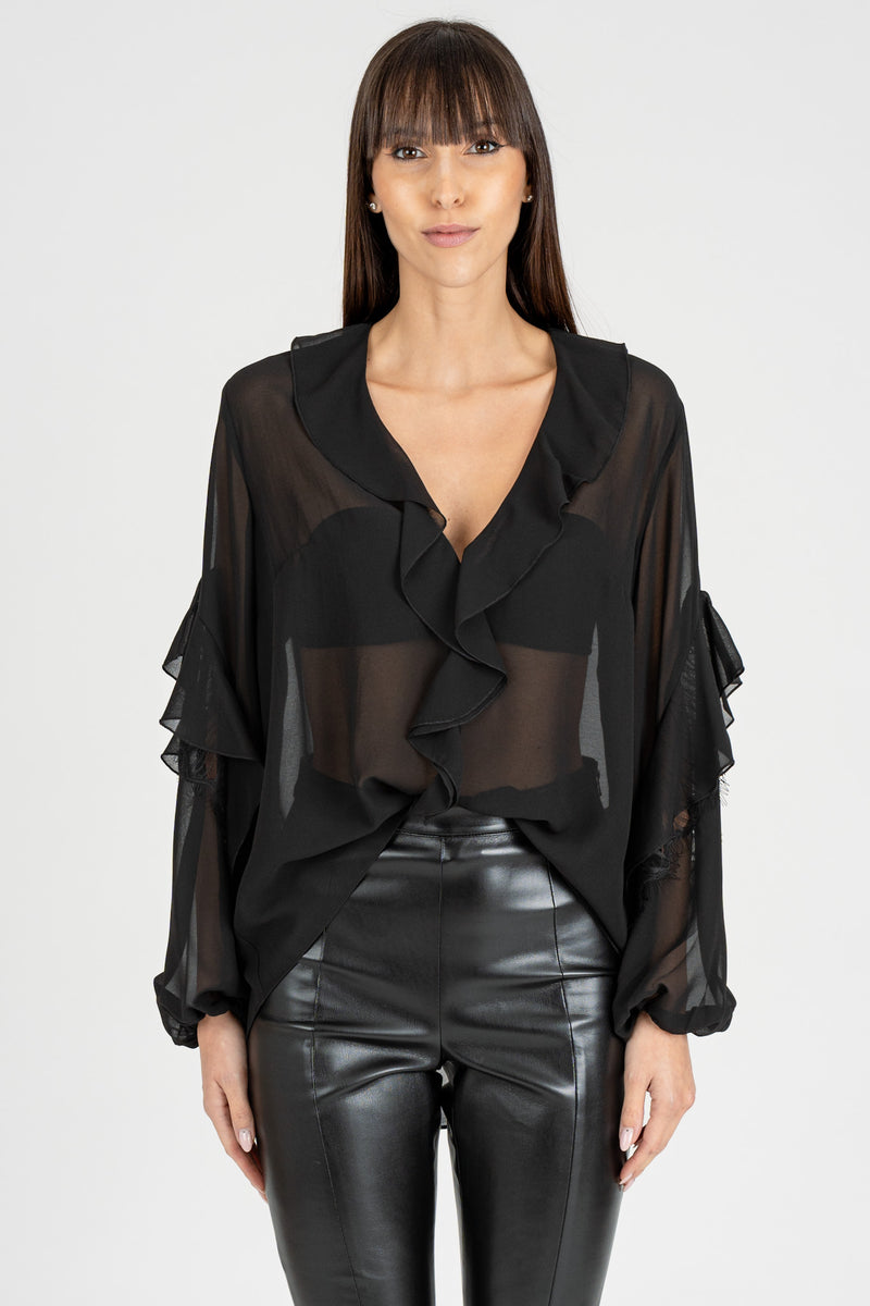 Camicia Georgette Nero