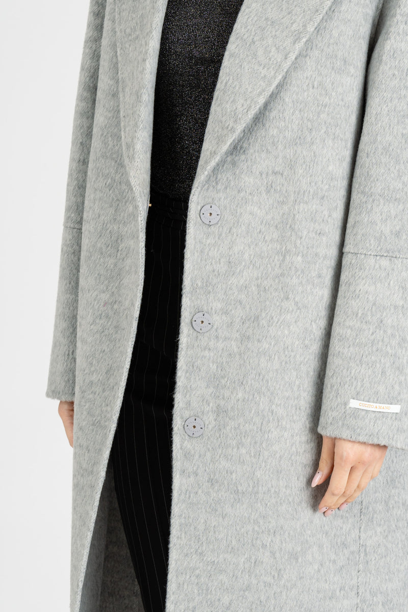 Cappotto con Cintura Grigio Melange