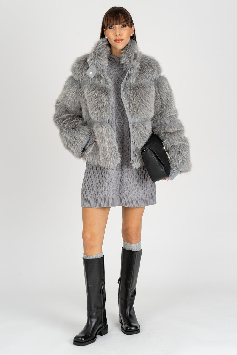 Giubbotto Simil Fur Mistery Gray Melange