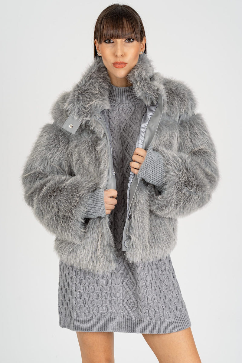 Giubbotto Simil Fur Mistery Gray Melange