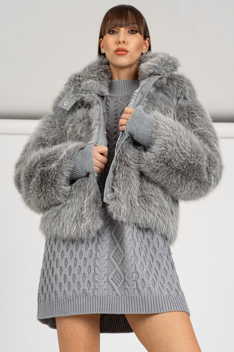 Giubbotto Simil Fur Mistery Gray Melange