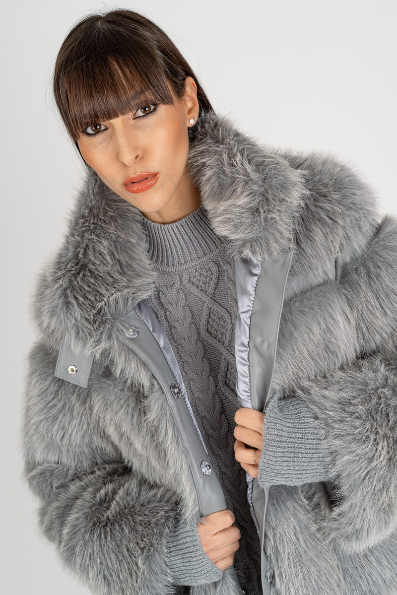 Giubbotto Simil Fur Mistery Gray Melange