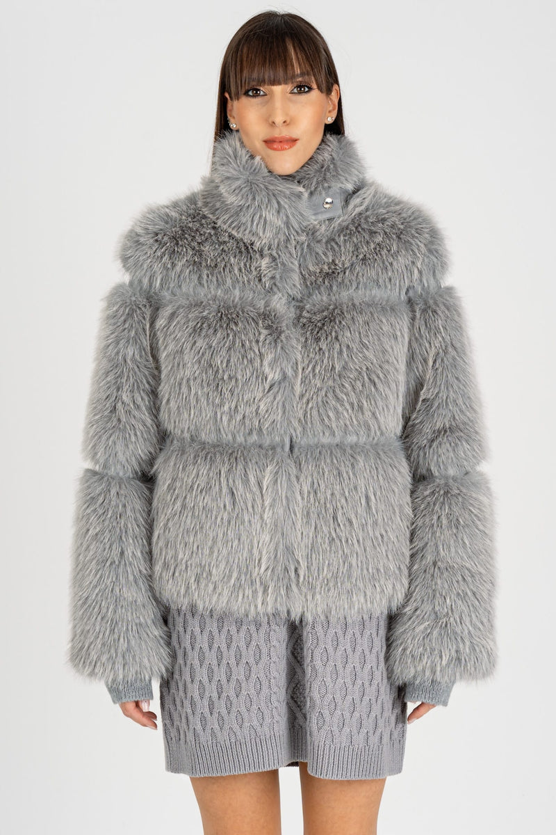 Giubbotto Simil Fur Mistery Gray Melange