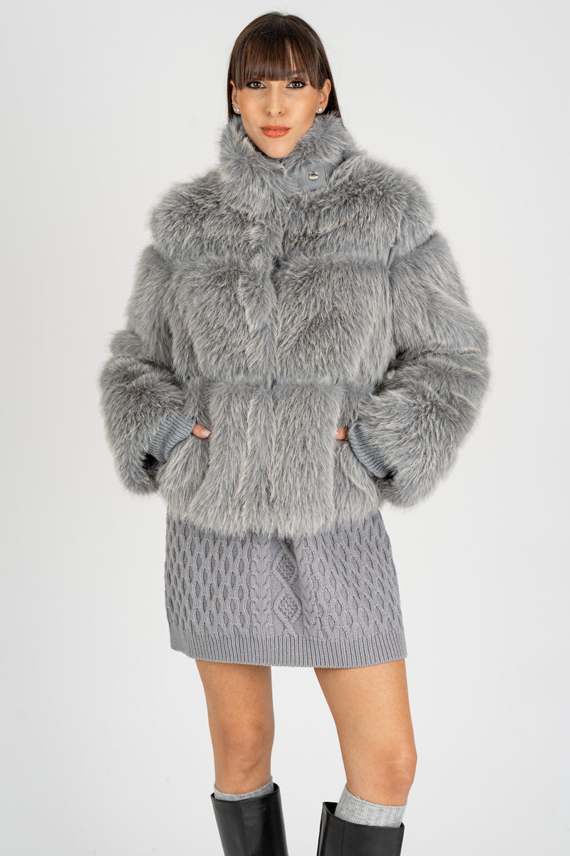 Giubbotto Simil Fur Mistery Gray Melange