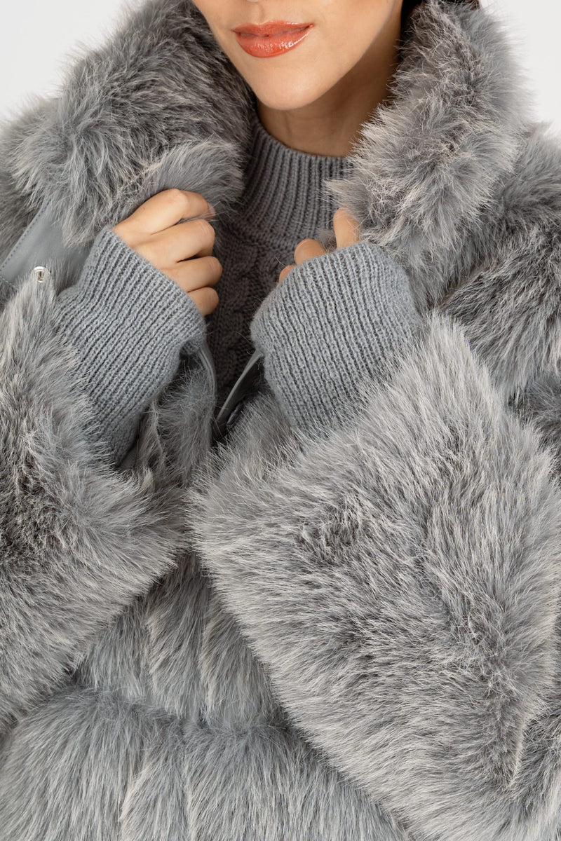 Giubbotto Simil Fur Mistery Gray Melange