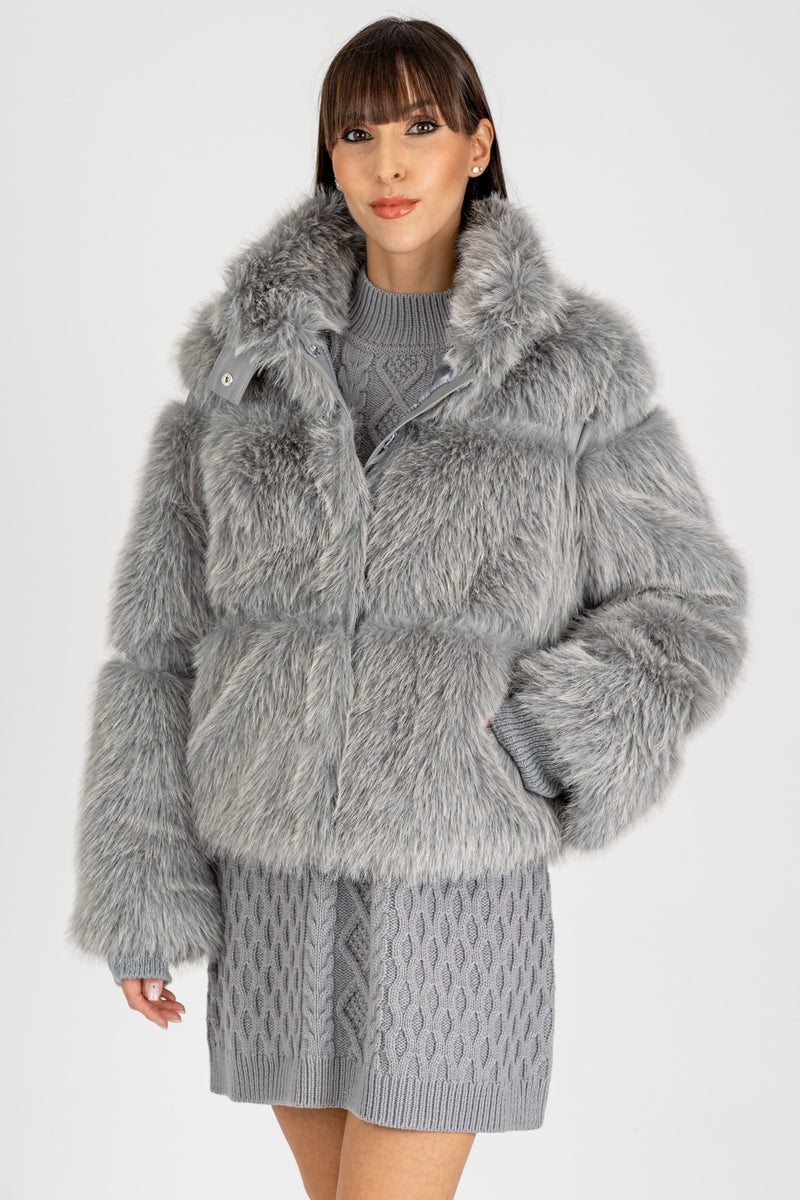 Giubbotto Simil Fur Mistery Gray Melange