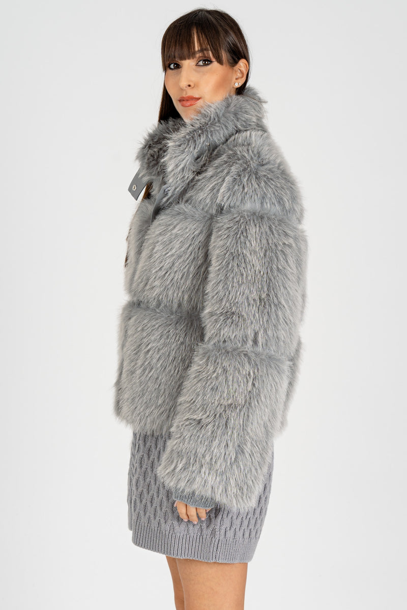 Giubbotto Simil Fur Mistery Gray Melange