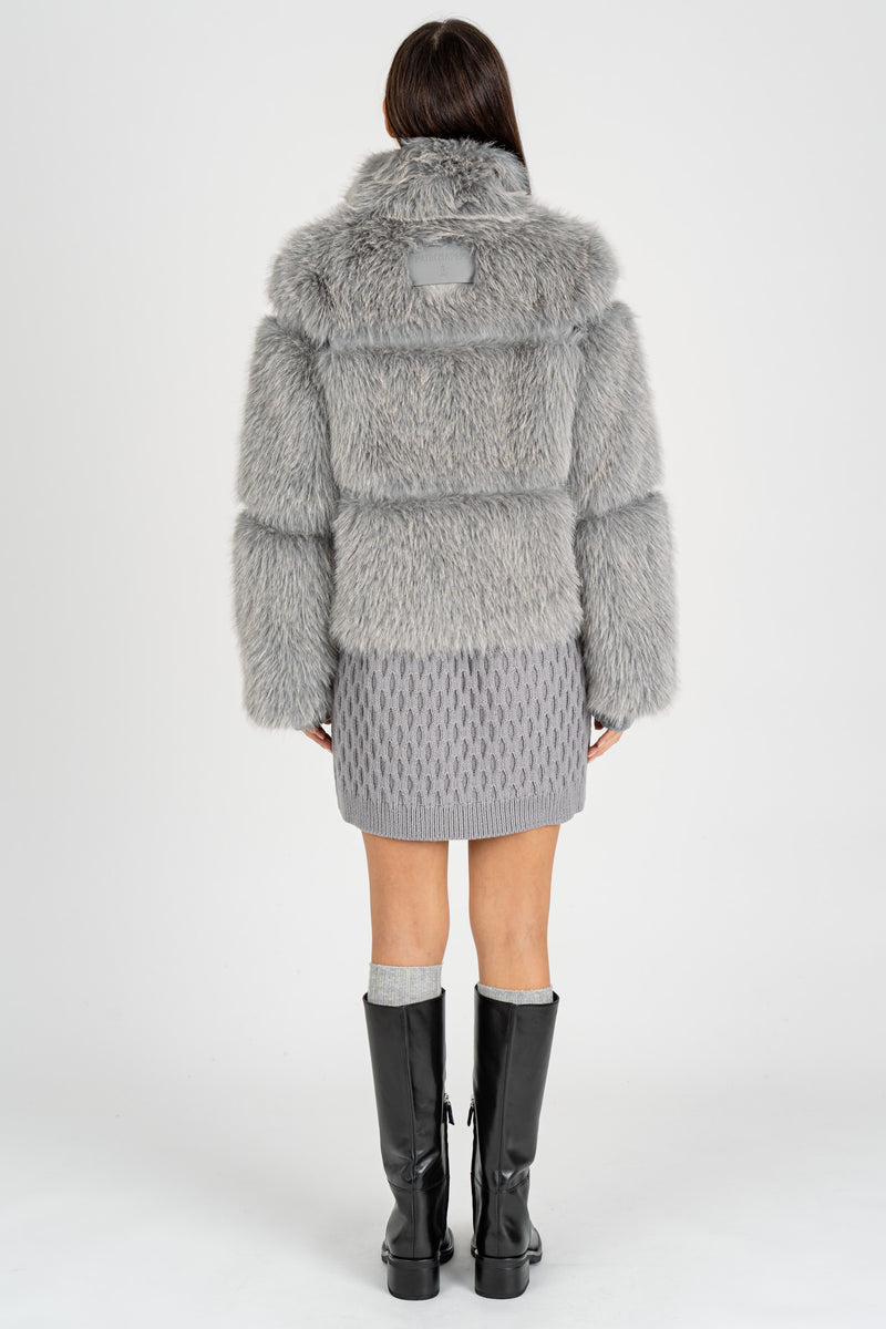 Giubbotto Simil Fur Mistery Gray Melange