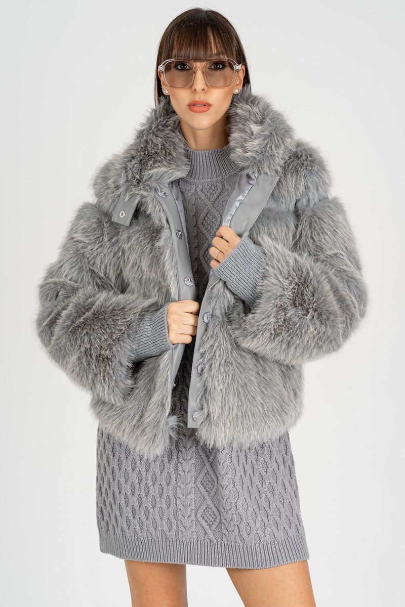 Giubbotto Simil Fur Mistery Gray Melange