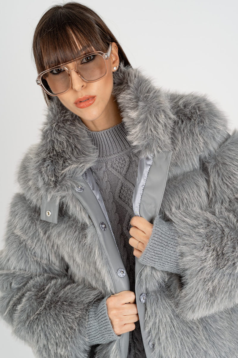 Giubbotto Simil Fur Mistery Gray Melange