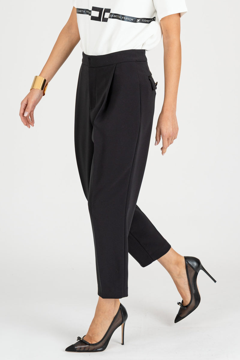 Pantalone con Pinces Nero