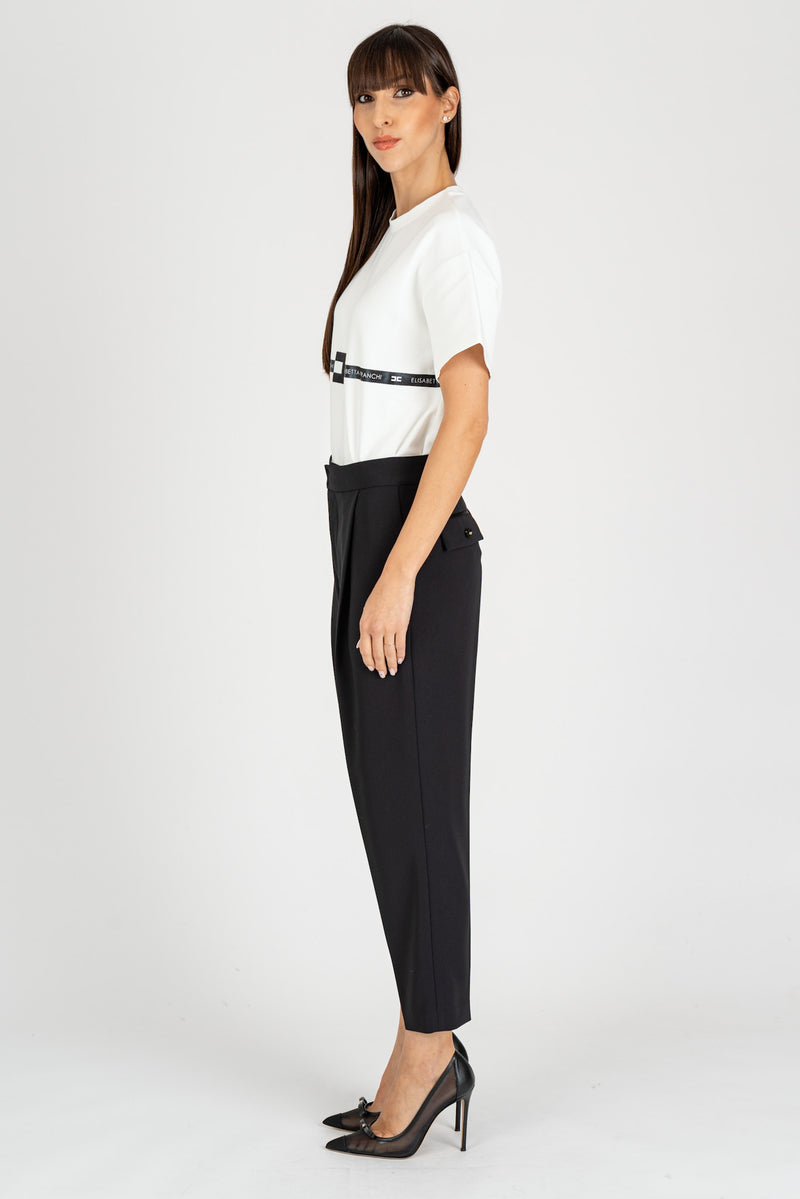 Pantalone con Pinces Nero
