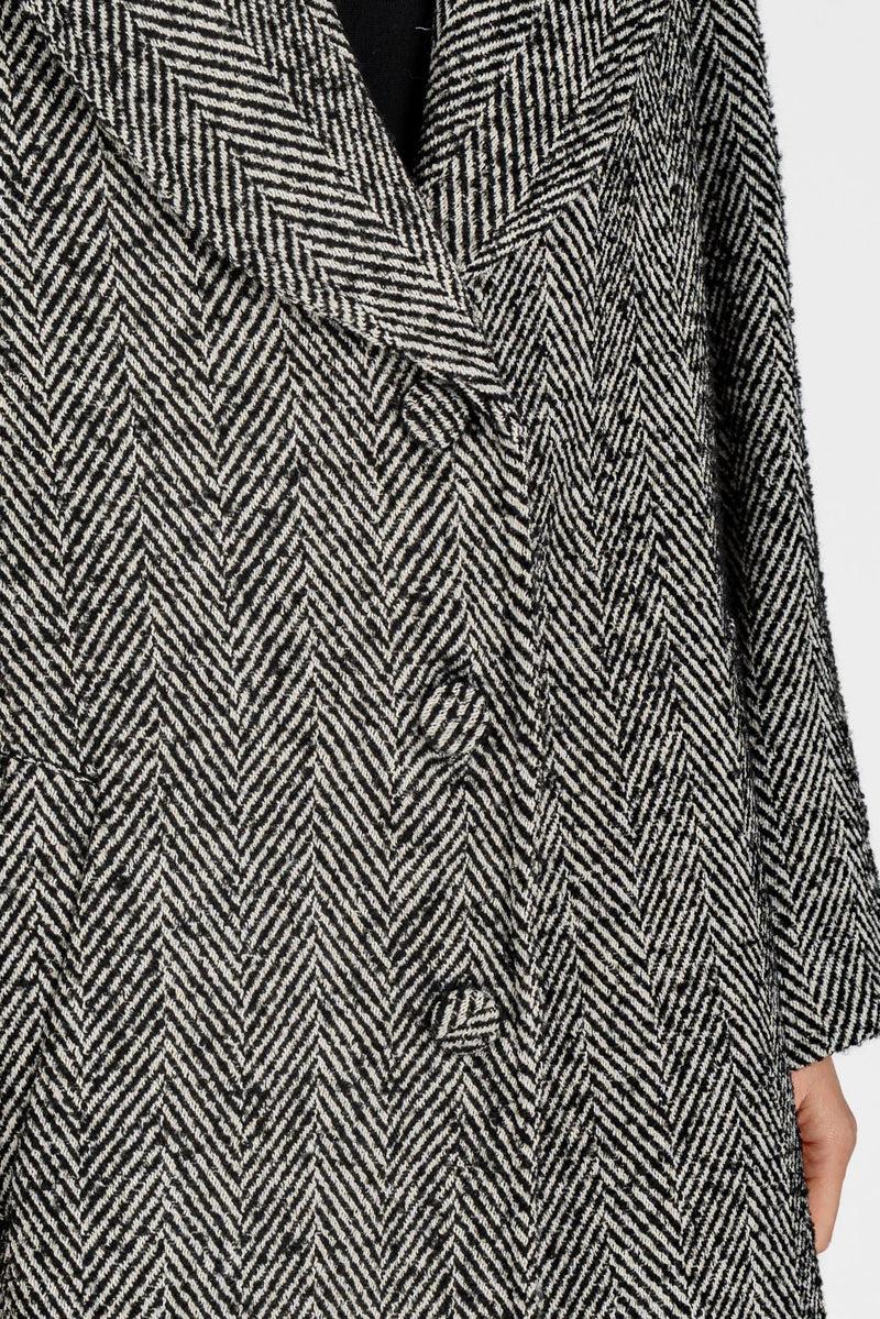Cappotto Spigato Nero Burro