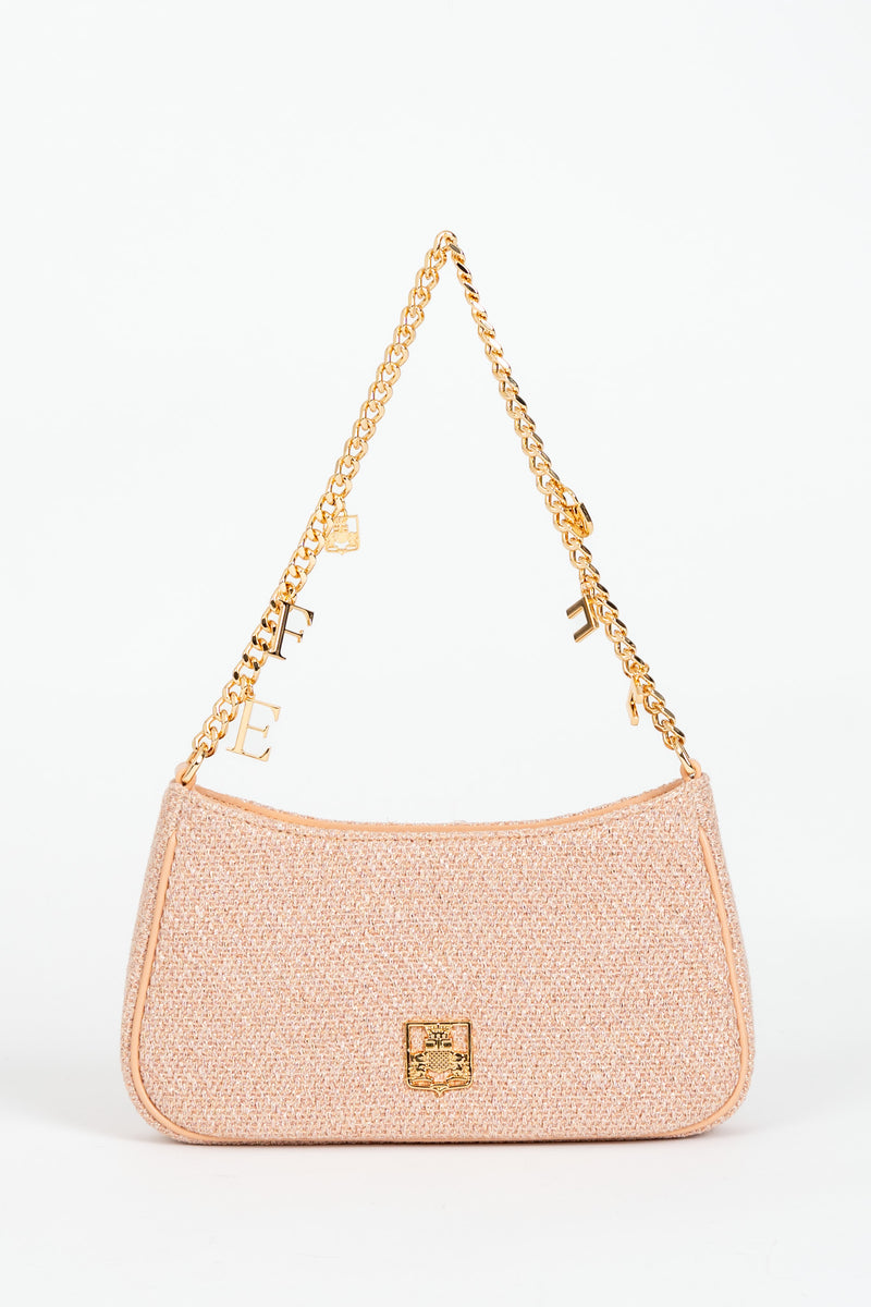 Borsa Hobo in Tessuto con Tracolla Charms Peach Rose