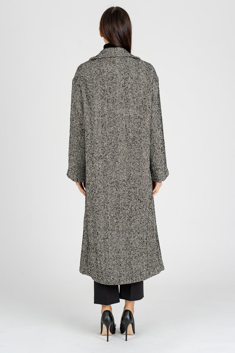 Cappotto Spigato Nero Burro