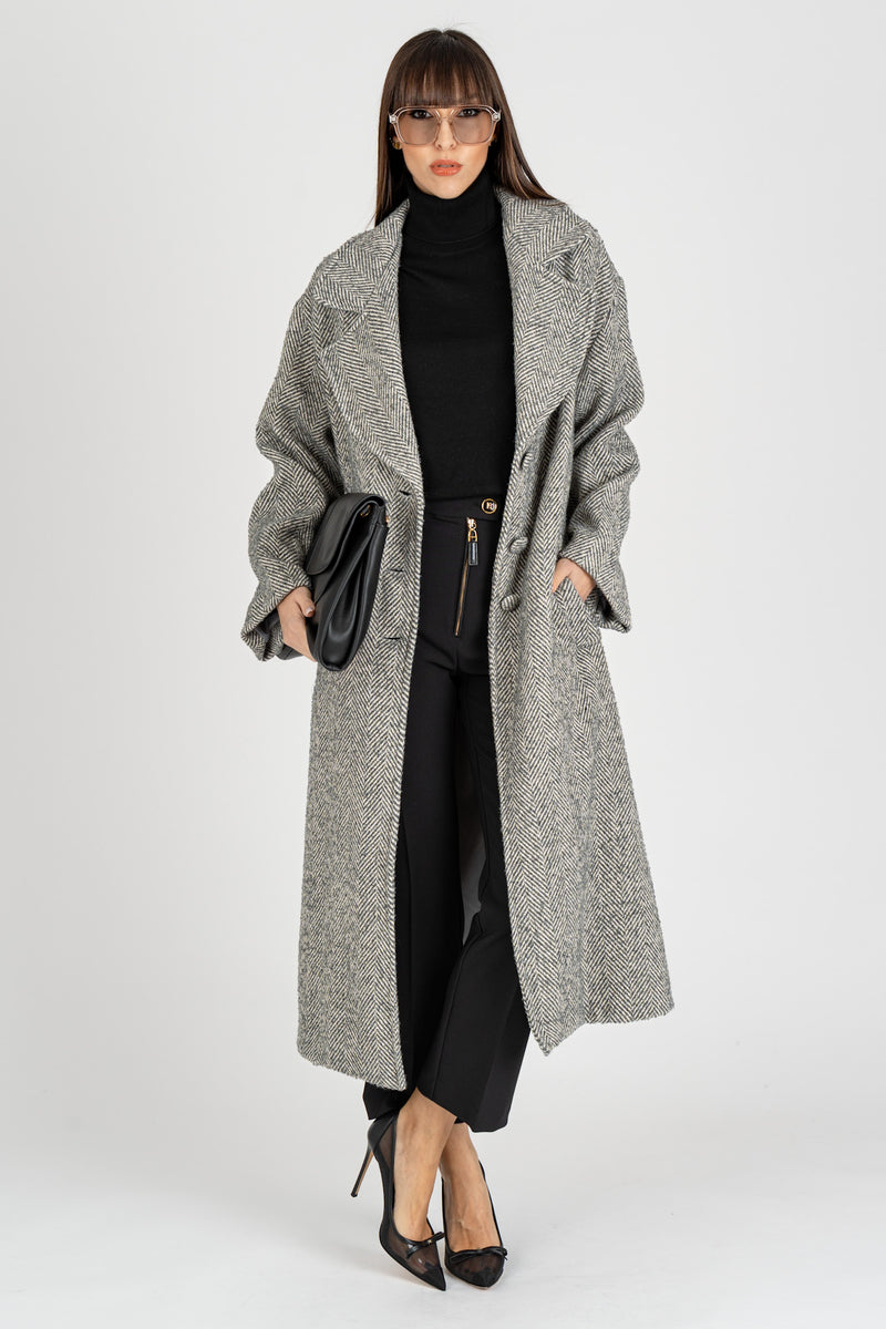 Cappotto Spigato Grigio Burro