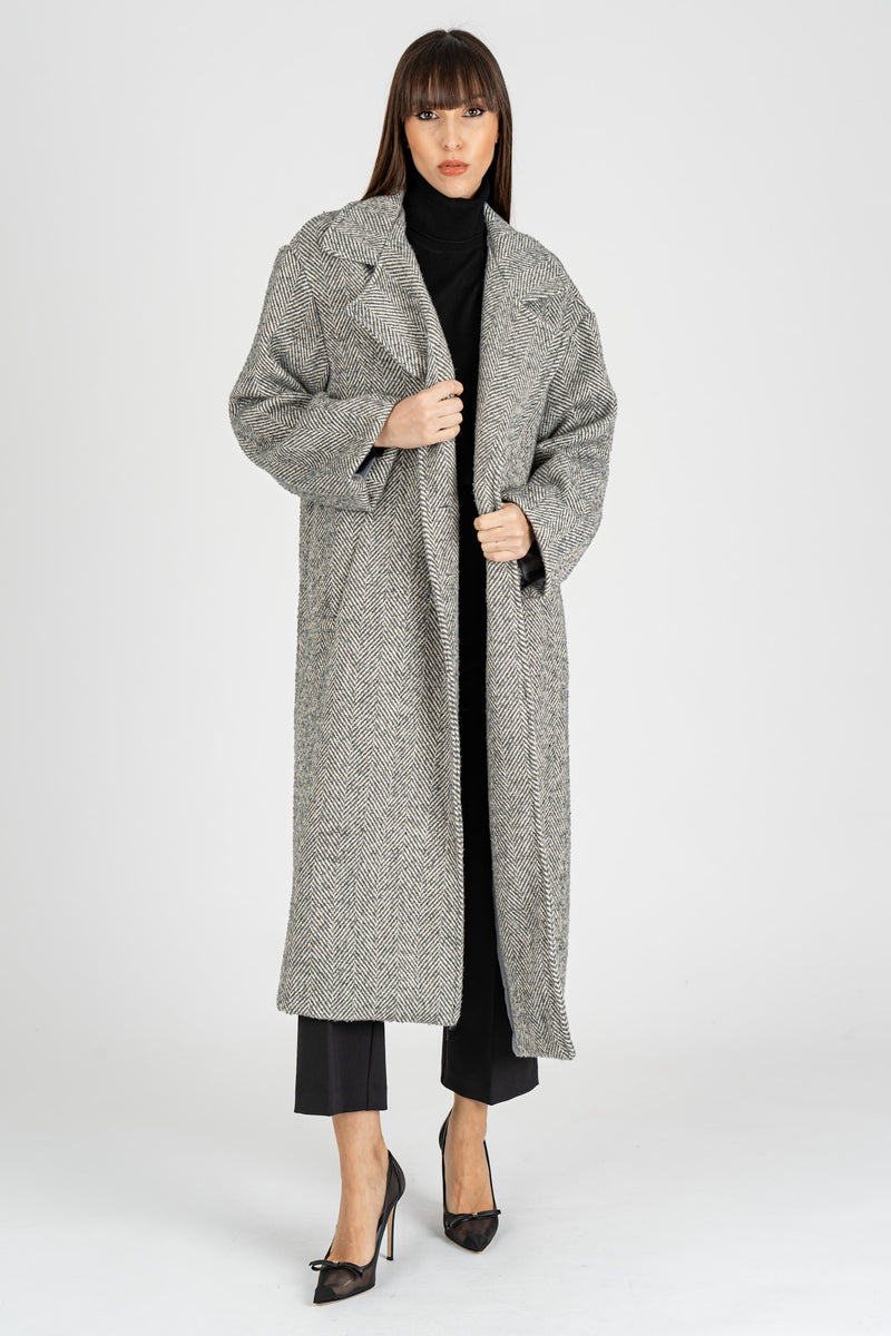 Cappotto Spigato Grigio Burro