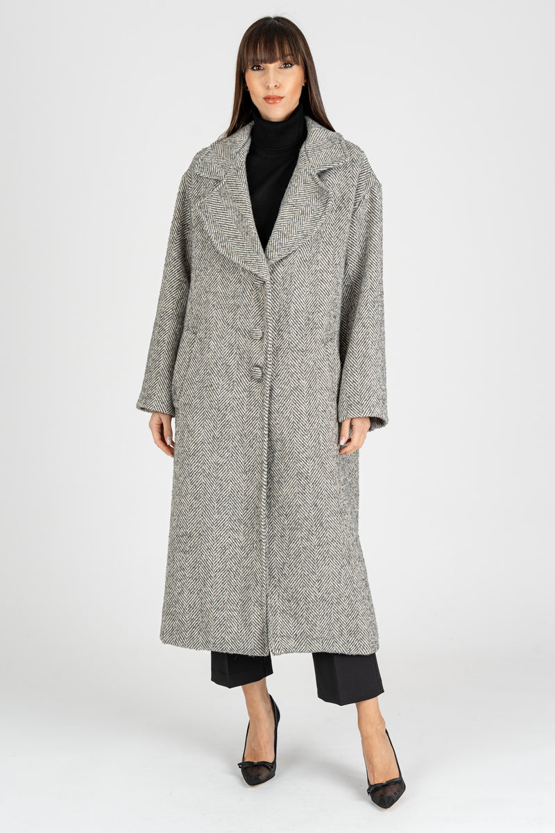Cappotto Spigato Grigio Burro