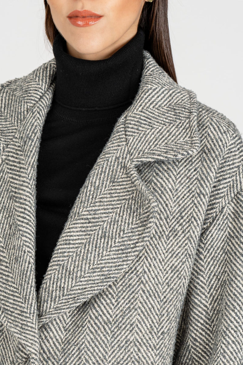 Cappotto Spigato Grigio Burro